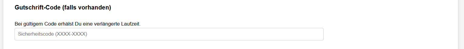 Screenshot Codice di credito