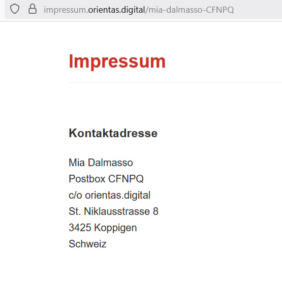 Screenshot Controllo contenuti imprint
