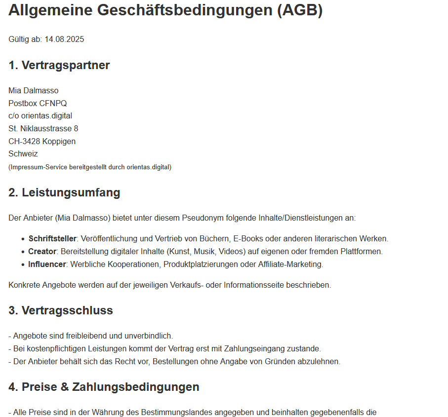 Screenshot Controllo contenuti imprint