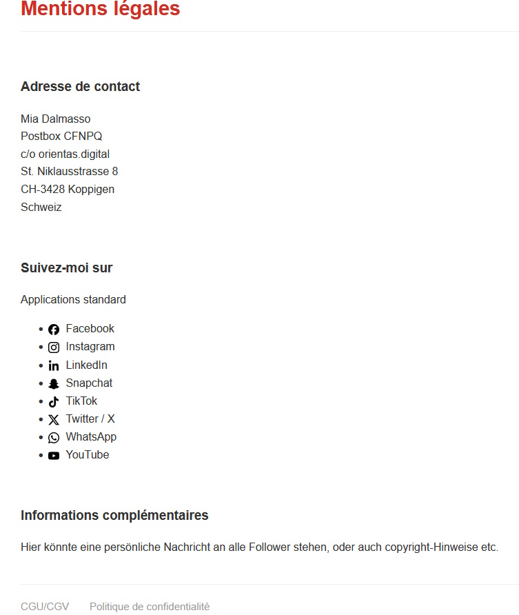 Screenshot Controllo contenuti imprint